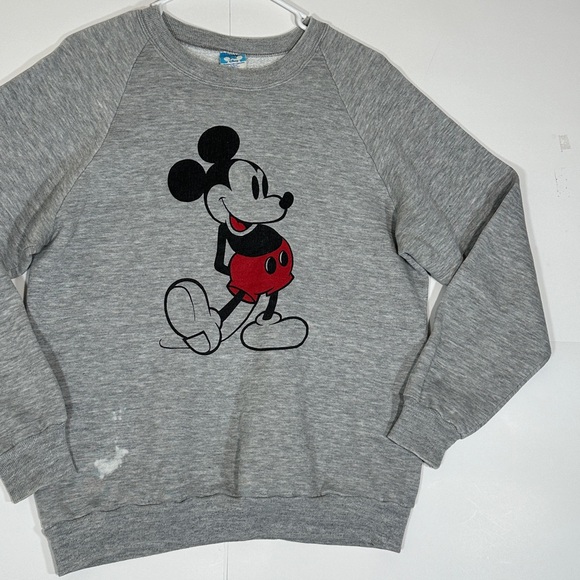 Vintage 80s Mickey Mouse Sweatshirt Classic Gray Adult Sz Large Walt Disney READ - Picture 4 of 14